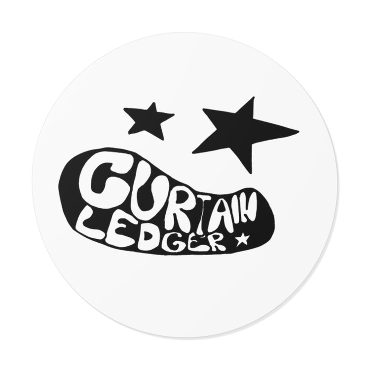 Curtain Ledger round vinyl sticker